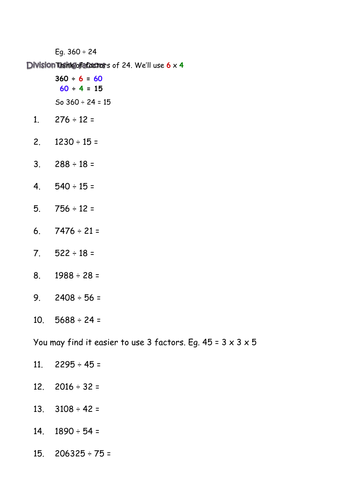 Division using factors