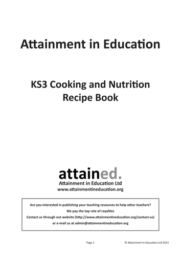 Key Stage 3 Cooking and Nutrition Recipe Book