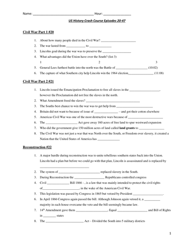 Crash Course Us History 23 Worksheet Answers Math Worksheets Kindergarten