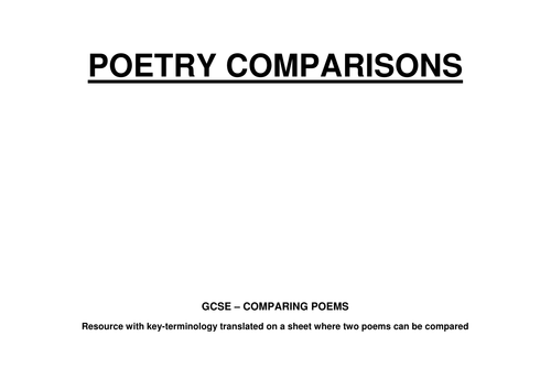 GCSE POETRY - EITHER POETRY CLUSTER