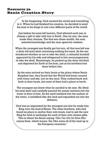 Benin Kingdom Creation Story