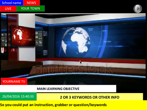 News ticker style lesson starter template 