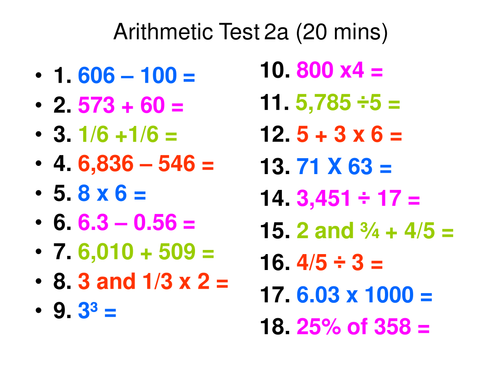 Arithmetic Tests