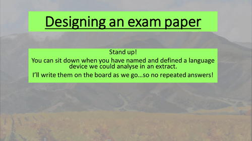 AQA Language Paper 1 Section A Design an exam paper lesson and task