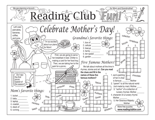 Mom's Favorite Things (Mother's Day) Two-Page Activity Set
