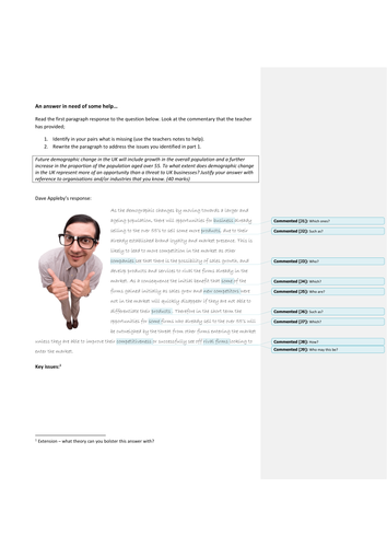 BUSS4  AQA Business: Developing Analysis and Application Skills Activity