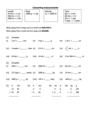 Conversion of units