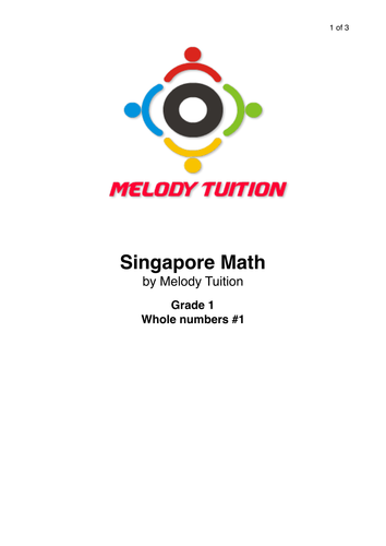 Grade 1 Whole numbers worksheet #1 - Singapore Math