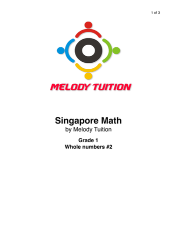  Grade 1 Whole numbers worksheet #2 - Singapore Math