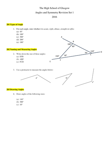 Angles and Symmetry Revision