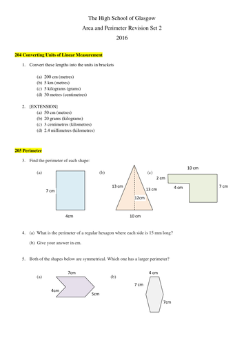 Area and Perimeter Revision