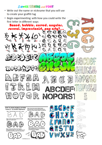 Street art typography activity including extension and stretch tasks- ideal for cover