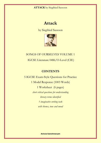 Attack by Siegfried Sassoon_5 IGCSE Style Questions_1 Worksheet_1 Model Response 1003words