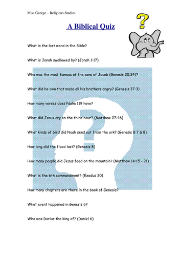 A biblical quiz to help children find their way around the bible