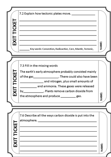 Chemistry 1 exit tickets aqa