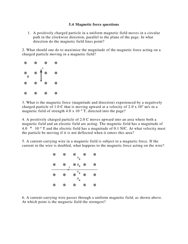 Magnetic force questions