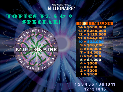 WAVES "Who wants to be a Millionaire" revision PowerPoint