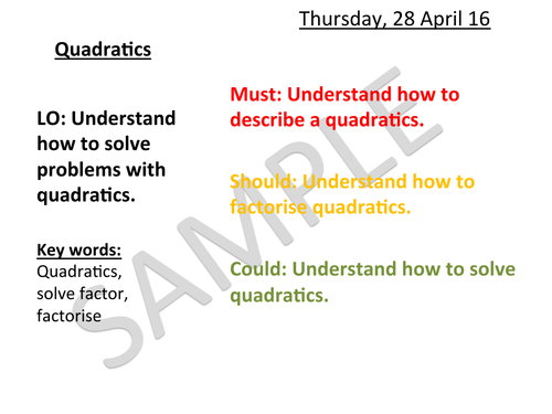 Quadratics Sample