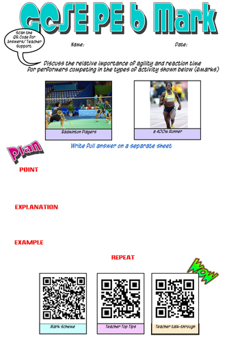 Flipped learning - GCSE 6 Mark Question Resource - Walking Talking Support