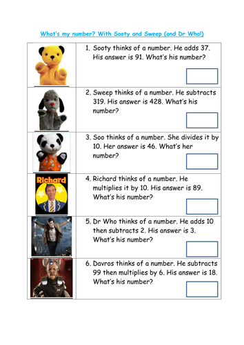 What's my number? Using inverse operations to work backwards.