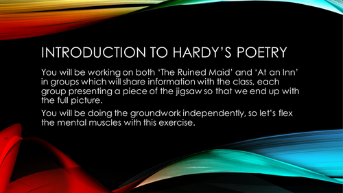 'The Ruined Maid' & 'At an Inn', by Thomas Hardy: A-Level poetry: Flipped Learning, Jigsaw- Groups