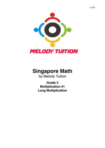 Grade 3 Multiplication worksheet #1 - Singapore Math