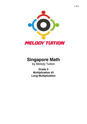 Grade 3 Multiplication worksheet #2 -Singapore Math