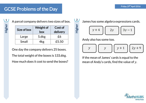 GCSE Problem Solving Questions of the Day - 29th April