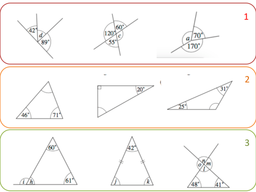 Differentiated Starter - Angles in triangles and around a point 