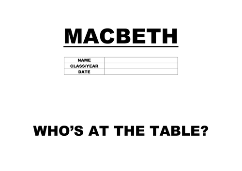 MACBETH - WHO IS AT THE TABLE? RELATIONSHIP DYNAMICS