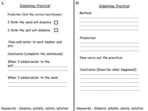 Dissolving, mass of solutions  KS3 year 7