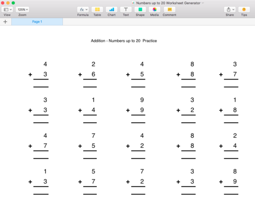 Addition Numbers Up To 20 Worksheet Generator - Singapore Math | Teaching Resources