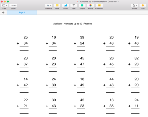 Addition Numbers Up To 99 Worksheet Generator - Singapore Math | Teaching Resources