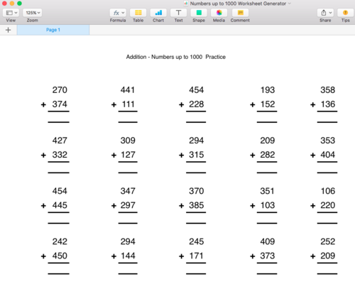 addition numbers up to 1000 worksheet generator singapore math teaching resources