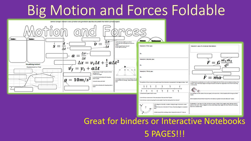 Big Motion and Forces Review Foldable for Interactive Notebooks or Binder