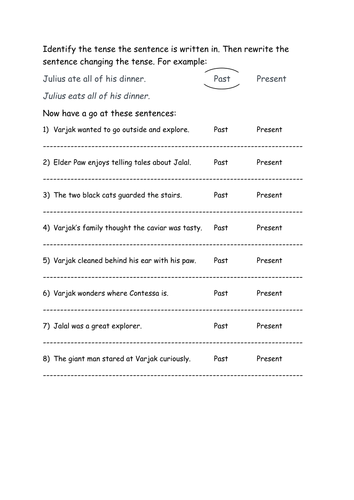 Past and Present Tense Worksheet