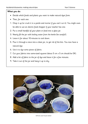 KS2 - Living Things - instructions - Science - Natural plant dyes