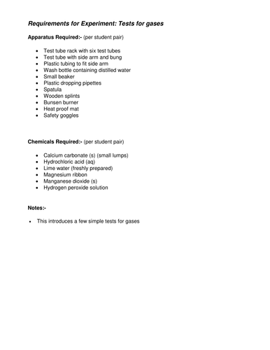 Some Tests for Gases