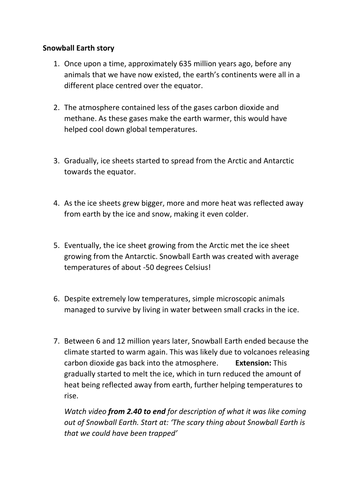 Lesson 8 - Snowball Earth and ice ages (As cold as ice)
