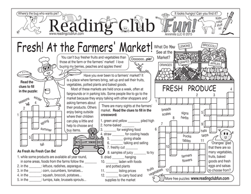 Fresh Foods From the Farmers' Market Two-Page Activity Set