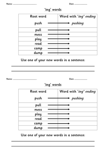 Adding -ing to a verb