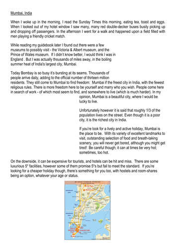 Travel writing scheme of work