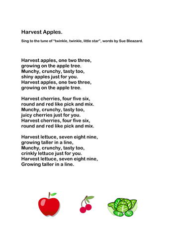 Harvest apples song, for EYFS.