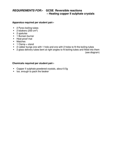Reversible Reactions Copper II sulphate crystals