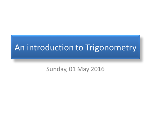Right Angled Trigonometry Introduction