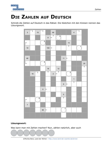 German Numbers 1-100 by LandDerWoerter - Teaching Resources - Tes