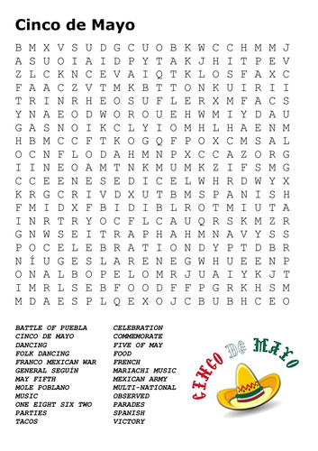 Cinco De Mayo Word Search