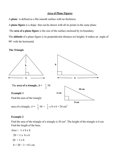 Area of plane figures