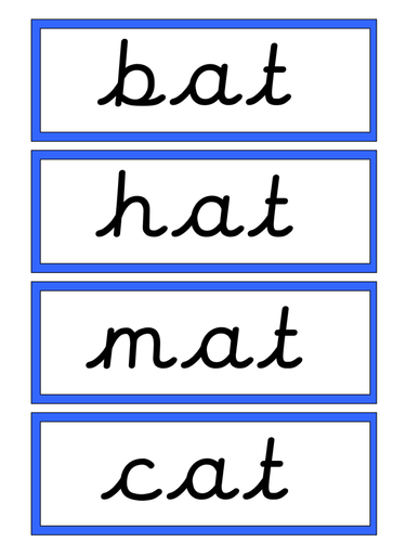 CVC Flashcards cursive font