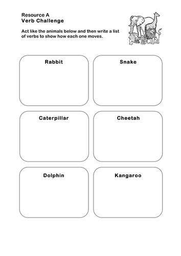 Animal Verbs Activity Ks1